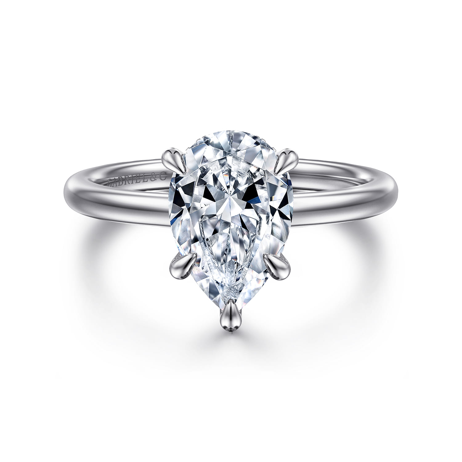 Cari - 14K White Gold Pear Shape Diamond Engagement Ring - 0.05 ct - Shot 1
