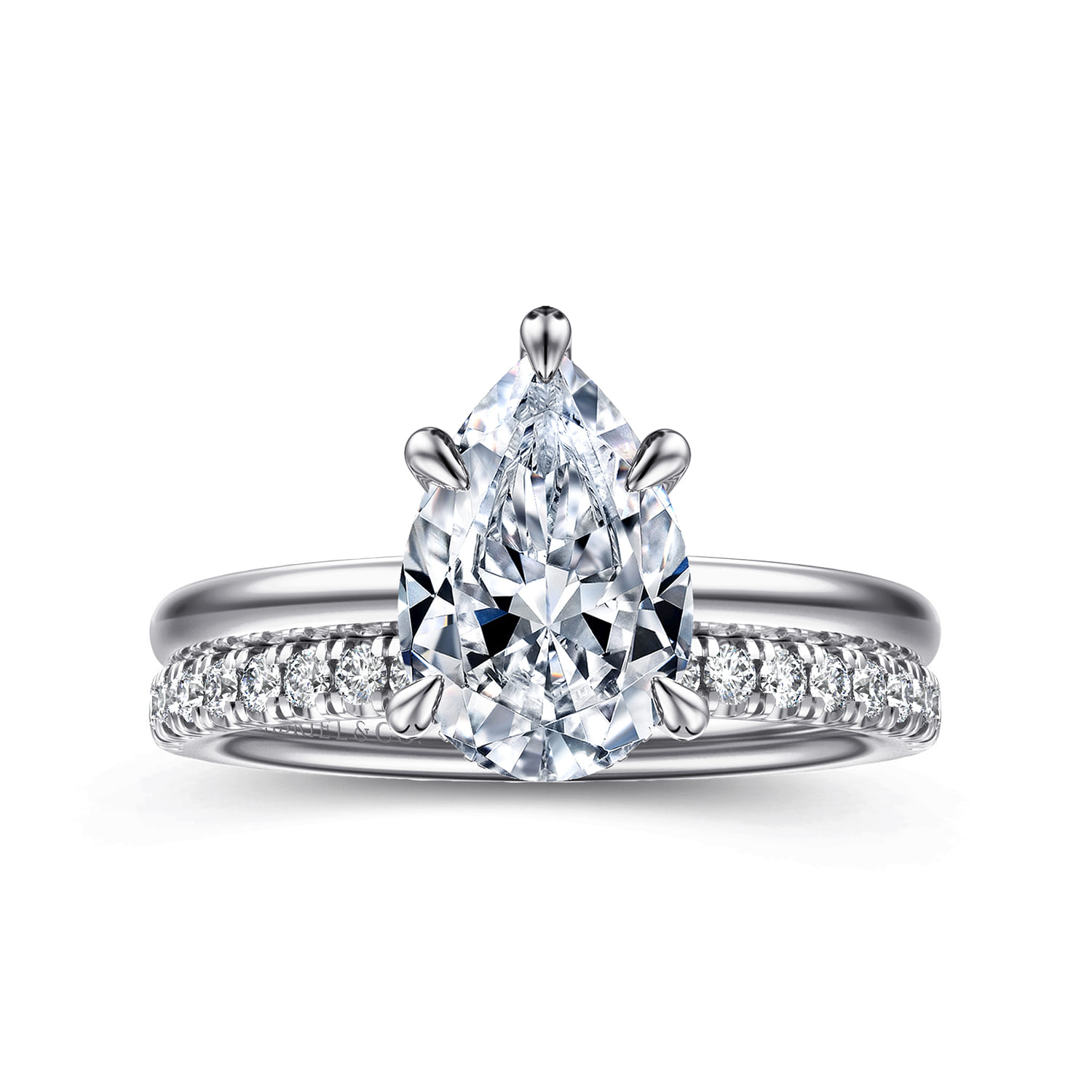 Cari - 14K White Gold Pear Shape Diamond Engagement Ring - 0.05 ct - Shot 4