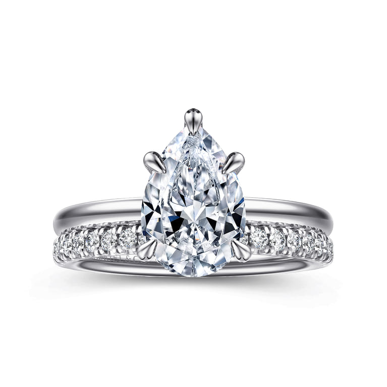 Cari - 14K White Gold Pear Shape Diamond Engagement Ring - 0.05 ct - Shot 4