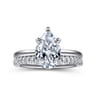 Cari - 14K White Gold Pear Shape Diamond Engagement Ring - 0.05 ct