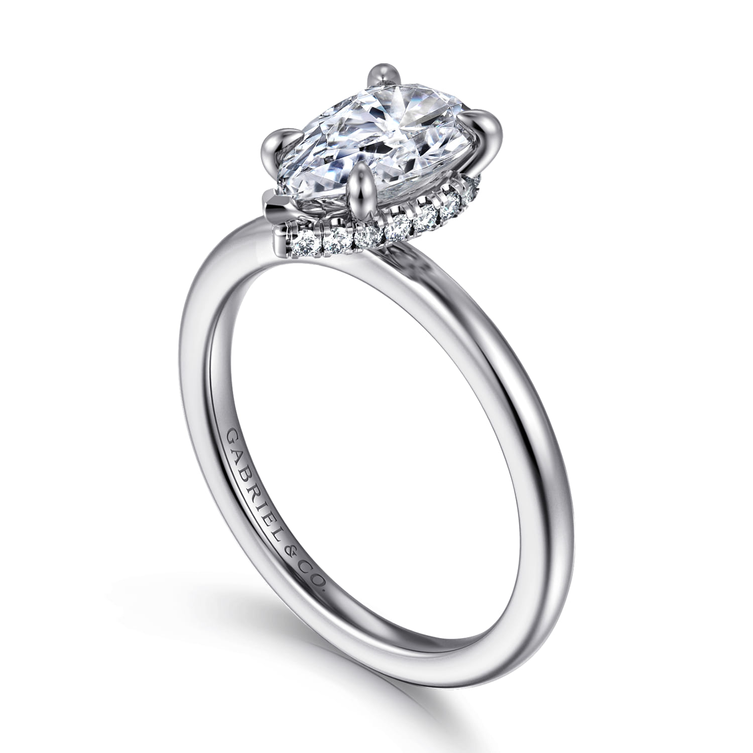 Rainah - 14K White Gold Pear Shape Diamond Engagement Ring - 0.11 ct - Shot 3