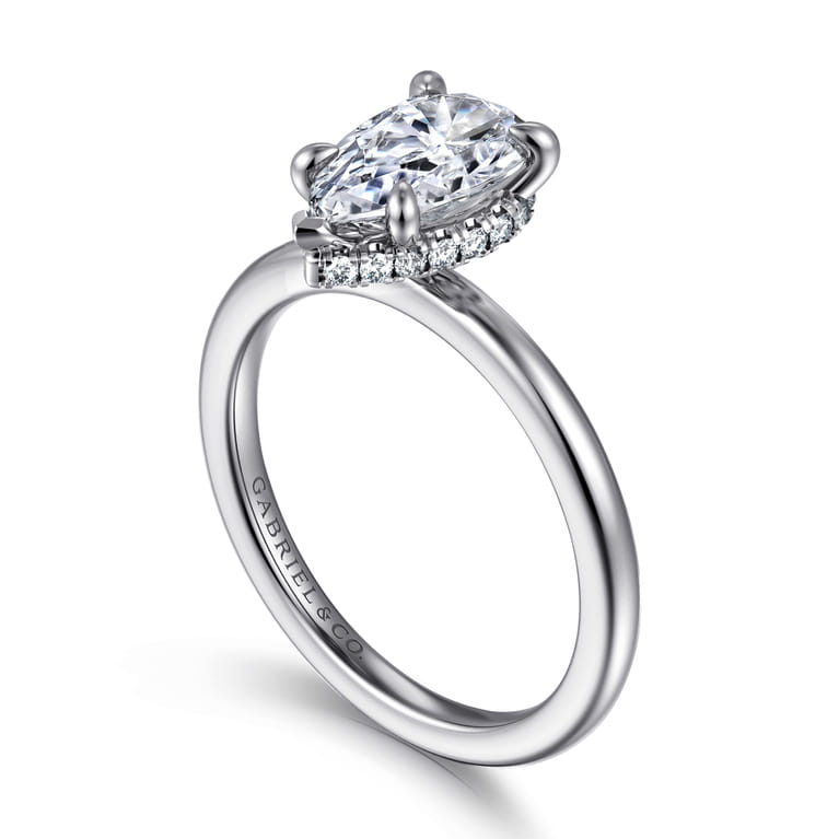 Rainah - 14K White Gold Pear Shape Diamond Engagement Ring - 0.11 ct - Shot 3