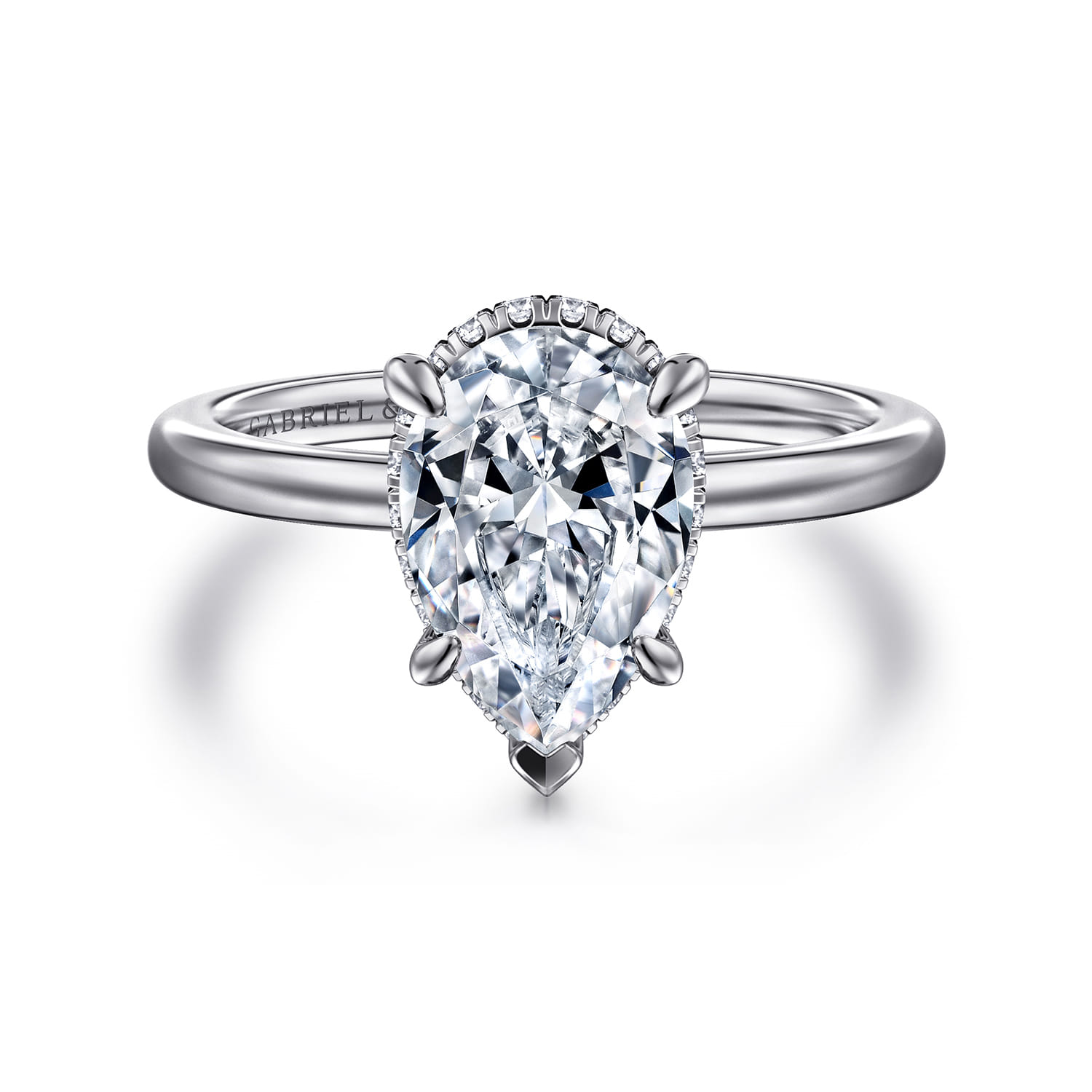 Rainah - 14K White Gold Pear Shape Diamond Engagement Ring - 0.13 ct - Shot 1