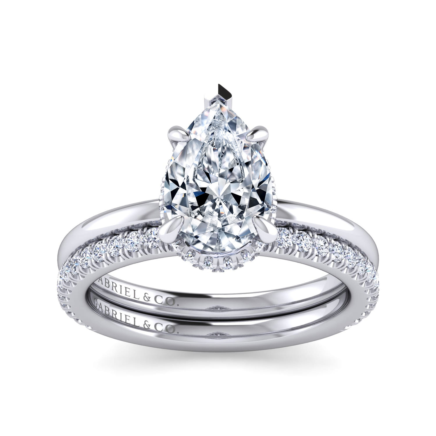 Rainah - 14K White Gold Pear Shape Diamond Engagement Ring - 0.13 ct - Shot 4