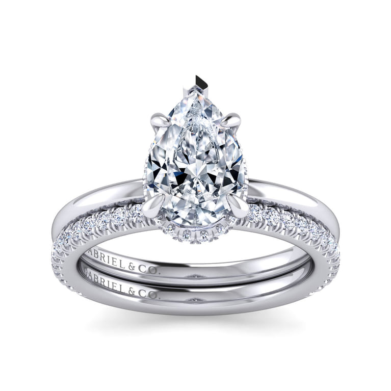 Rainah - 14K White Gold Pear Shape Diamond Engagement Ring - 0.13 ct - Shot 4