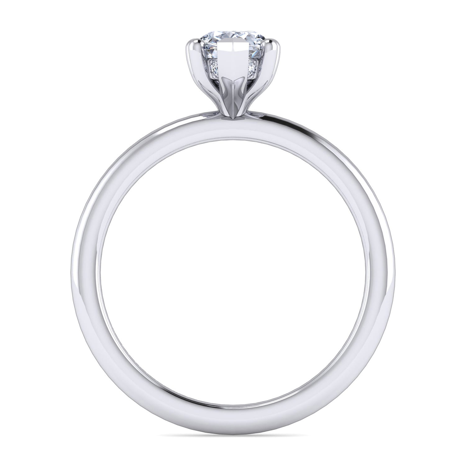 Ady - 14K White Gold Hidden Halo Pear Shape Diamond Engagement Ring - 0.04 ct - Shot 2