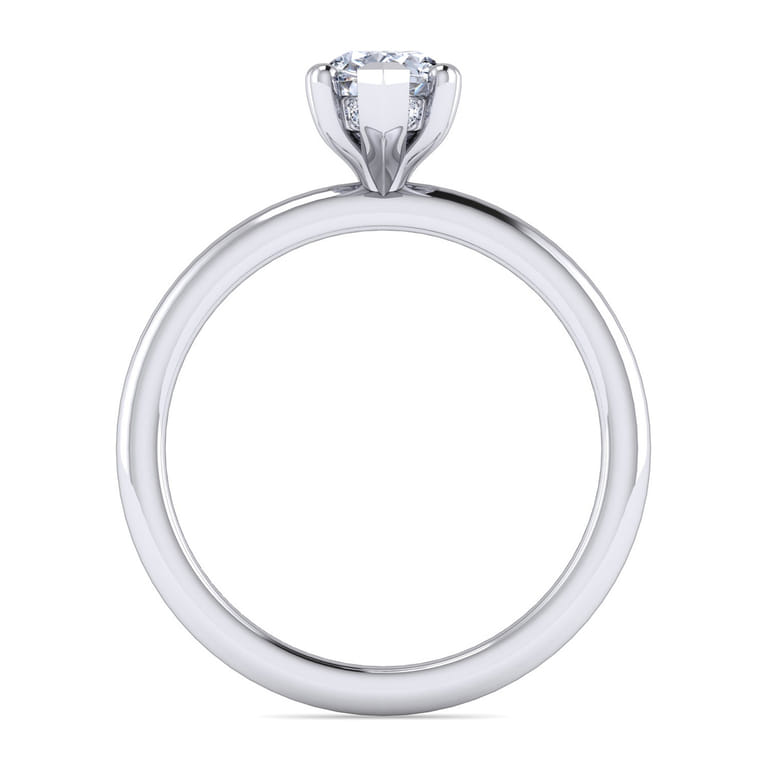Ady - 14K White Gold Hidden Halo Pear Shape Diamond Engagement Ring - 0.04 ct - Shot 2