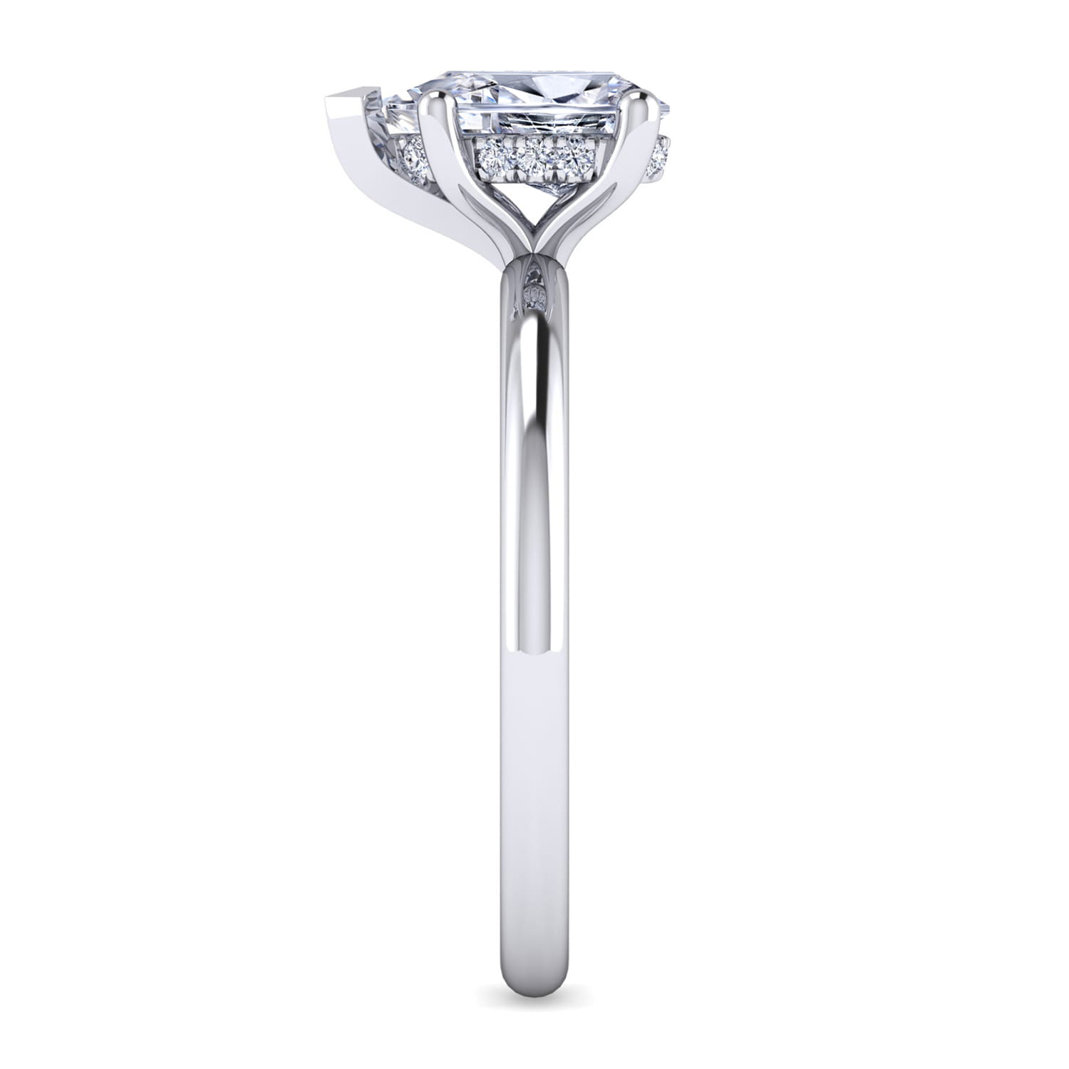 Ady - 14K White Gold Hidden Halo Pear Shape Diamond Engagement Ring - 0.04 ct - Shot 4