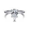 Ady - 14K White Gold Hidden Halo Pear Shape Diamond Engagement Ring - 0.06 ct