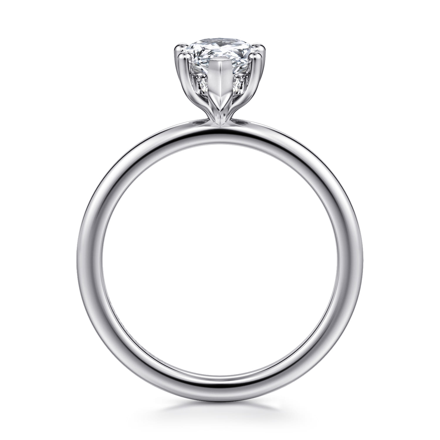 Ady - 14K White Gold Hidden Halo Pear Shape Diamond Engagement Ring - 0.06 ct - Shot 2