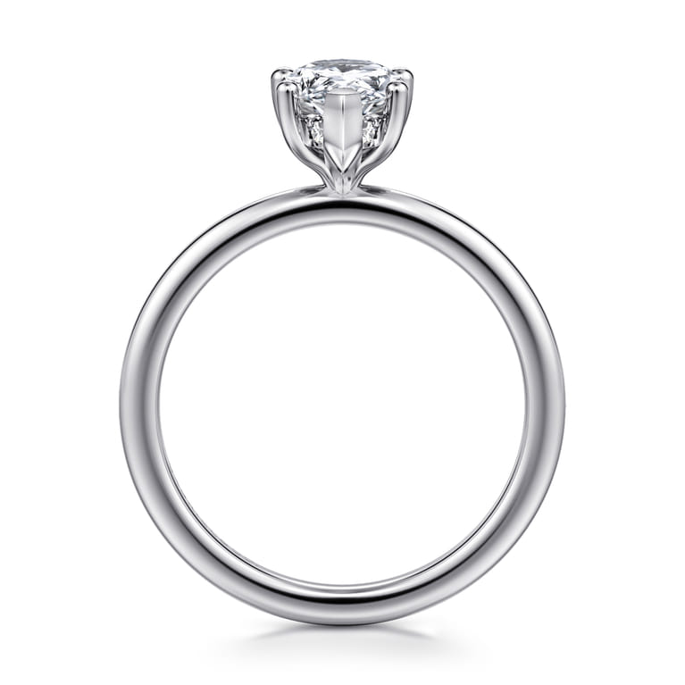 Ady - 14K White Gold Hidden Halo Pear Shape Diamond Engagement Ring - 0.06 ct - Shot 2