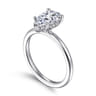 Ady - 14K White Gold Hidden Halo Pear Shape Diamond Engagement Ring - 0.06 ct