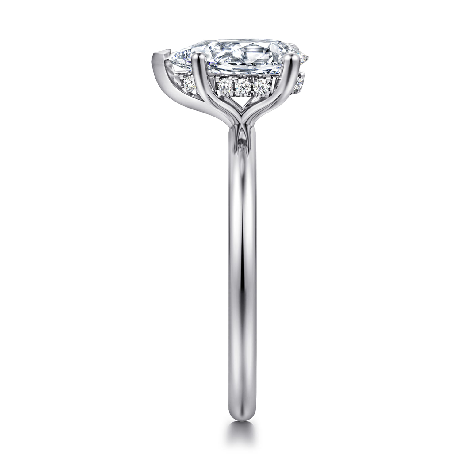 Ady - 14K White Gold Hidden Halo Pear Shape Diamond Engagement Ring - 0.06 ct - Shot 4