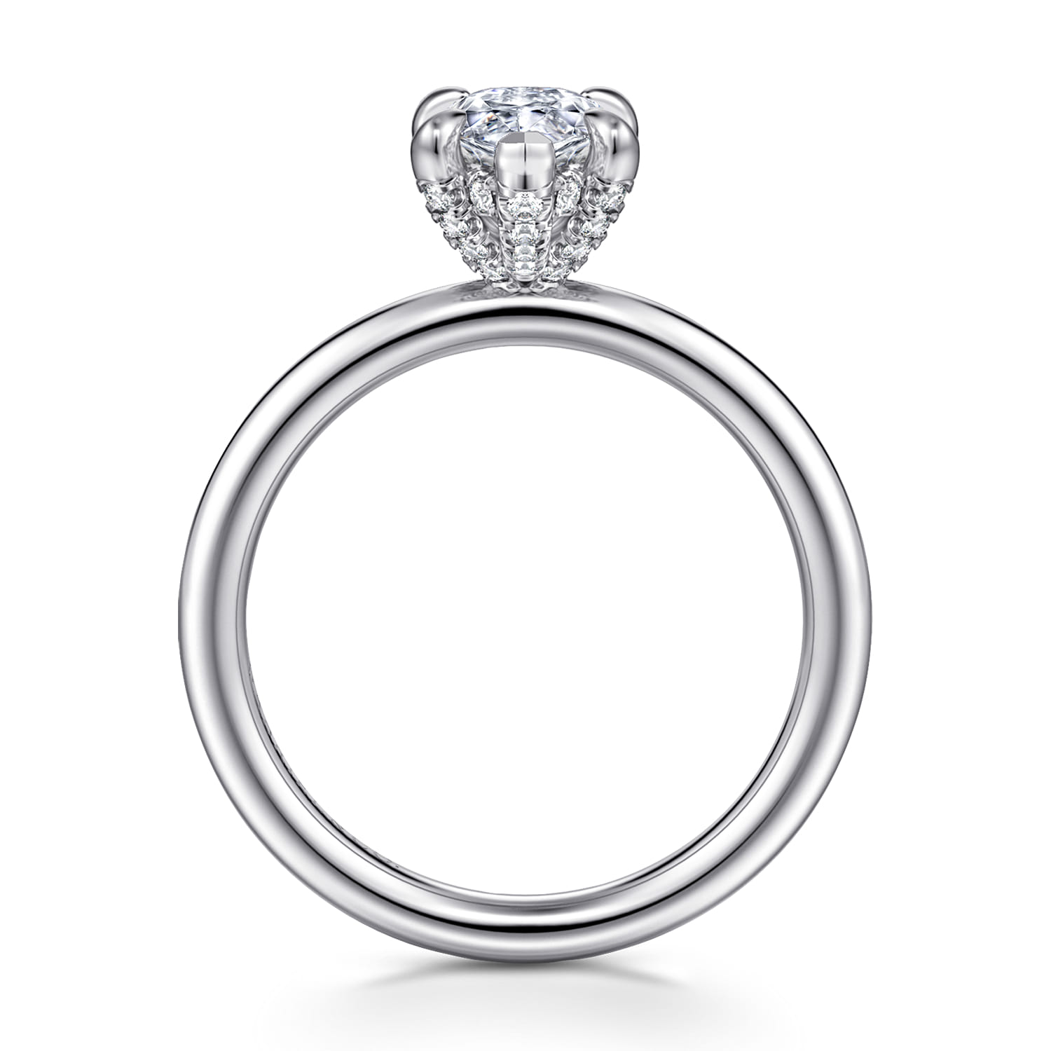 Daniele - 14K White Gold Pear Shape Solitaire Diamond Engagement Ring - 0.16 ct - Shot 2