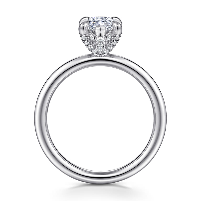 Daniele - 14K White Gold Pear Shape Solitaire Diamond Engagement Ring - 0.16 ct - Shot 2