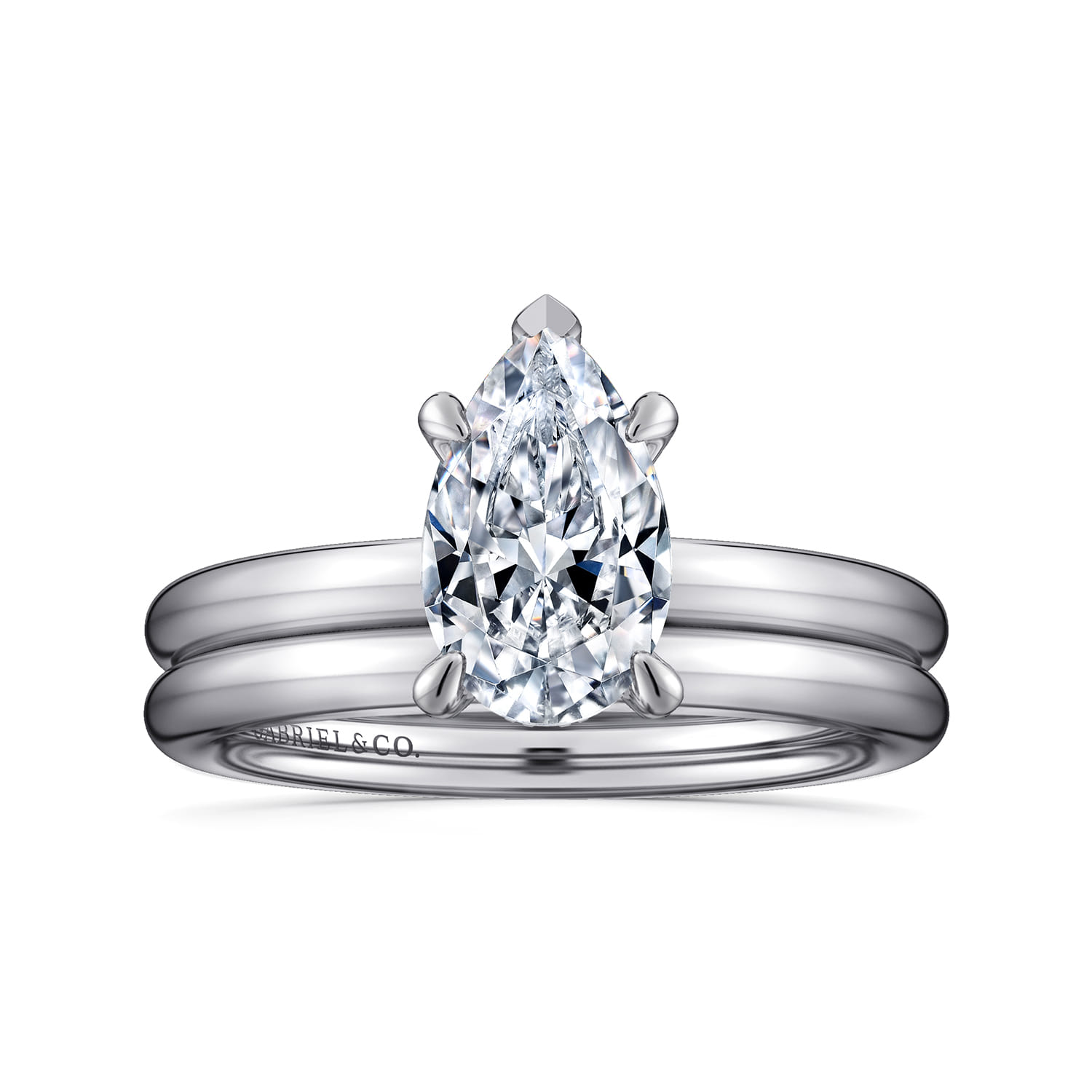 Daniele - 14K White Gold Pear Shape Solitaire Diamond Engagement Ring - 0.16 ct - Shot 4