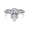 Catallina - 14K White Gold Pear Shape Bezel Prong Diamond Engagement Ring - 0.17 ct