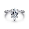 Aure - 14K White Gold Pear Shape Solitaire Diamond Engagement Ring - 0.05 ct