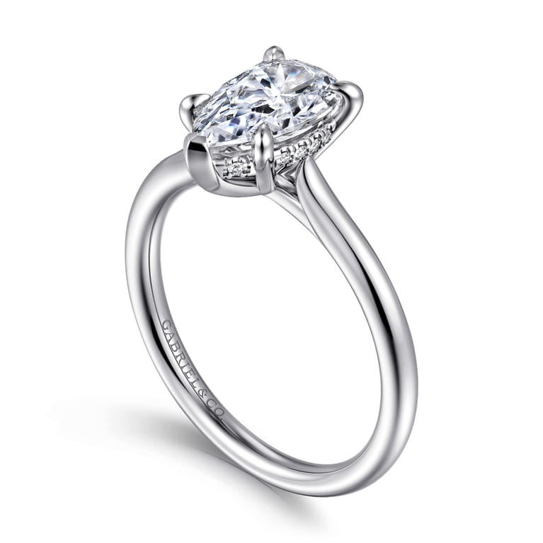 Aure - 14K White Gold Pear Shape Solitaire Diamond Engagement Ring - 0.05 ct - Shot 3