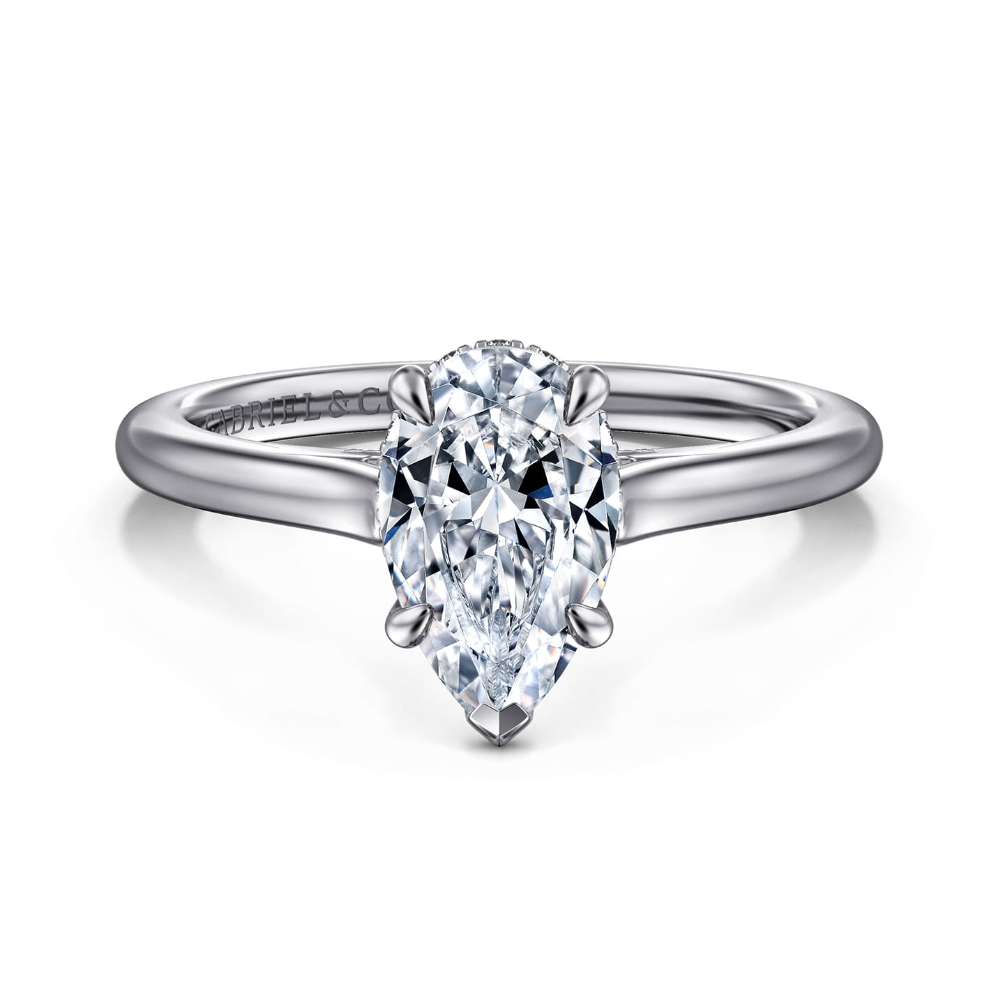 Ericka - 14K White Gold Pear Shape Diamond Engagement Ring - 0.12 ct - Shot 1
