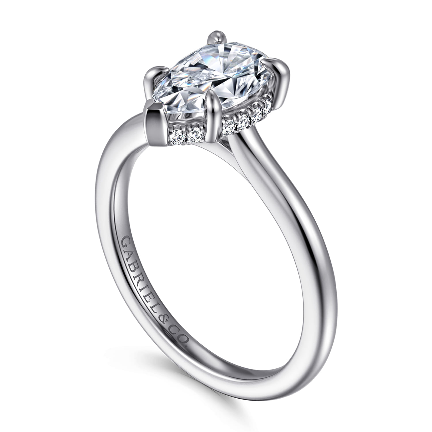 Aldon - 14K White Gold Pear Shape Diamond Engagement Ring - 0.08 ct - Shot 3