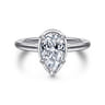 Reece - 14K White Gold Pear Shape Bezel Prong Diamond Engagement Ring - 0.1 ct