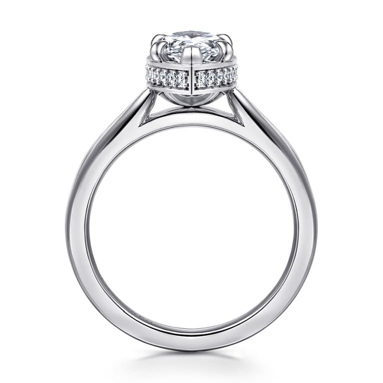 Reece - 14K White Gold Pear Shape Bezel Prong Diamond Engagement Ring - 0.1 ct - Shot 2