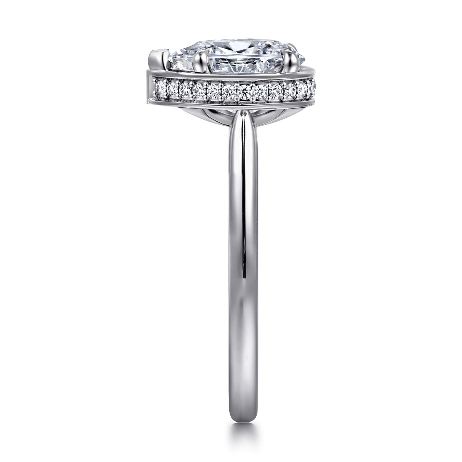 Reece - 14K White Gold Pear Shape Bezel Prong Diamond Engagement Ring - 0.1 ct - Shot 4