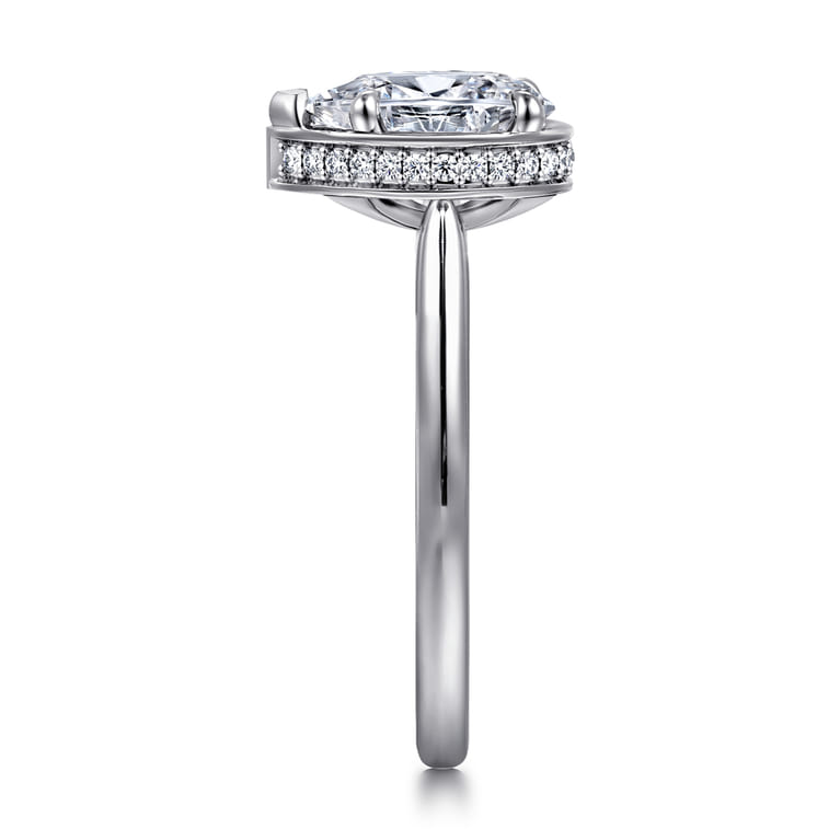 Reece - 14K White Gold Pear Shape Bezel Prong Diamond Engagement Ring - 0.1 ct - Shot 4