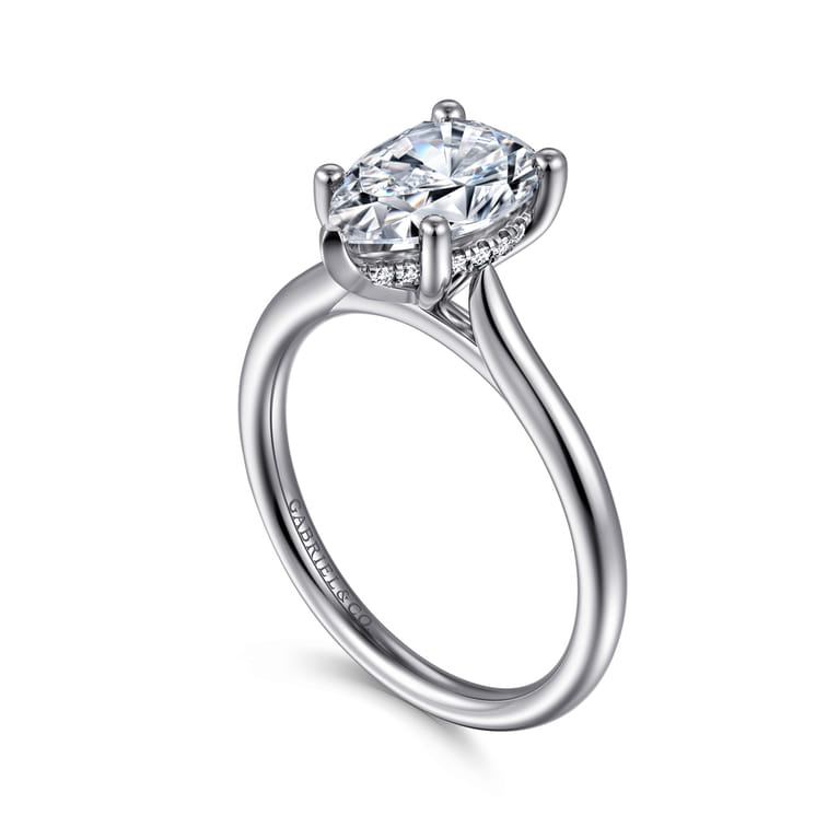 Azucena - 14K White Gold Pear Shape Solitaire Diamond Engagement Ring - 0.06 ct - Shot 3