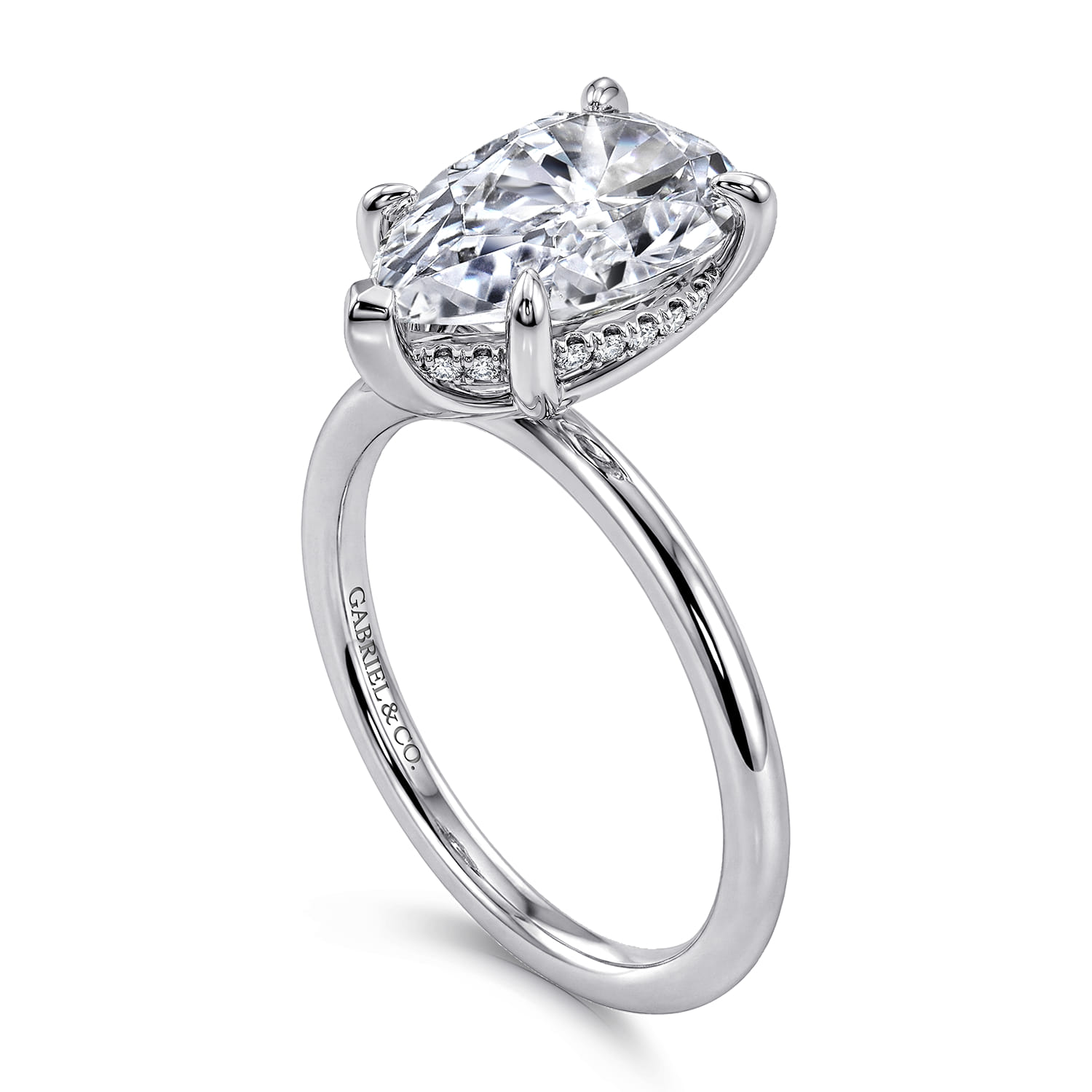 Anuk - 14K White Gold Pear Shape Diamond Engagement Ring - 0.07 ct - Shot 3