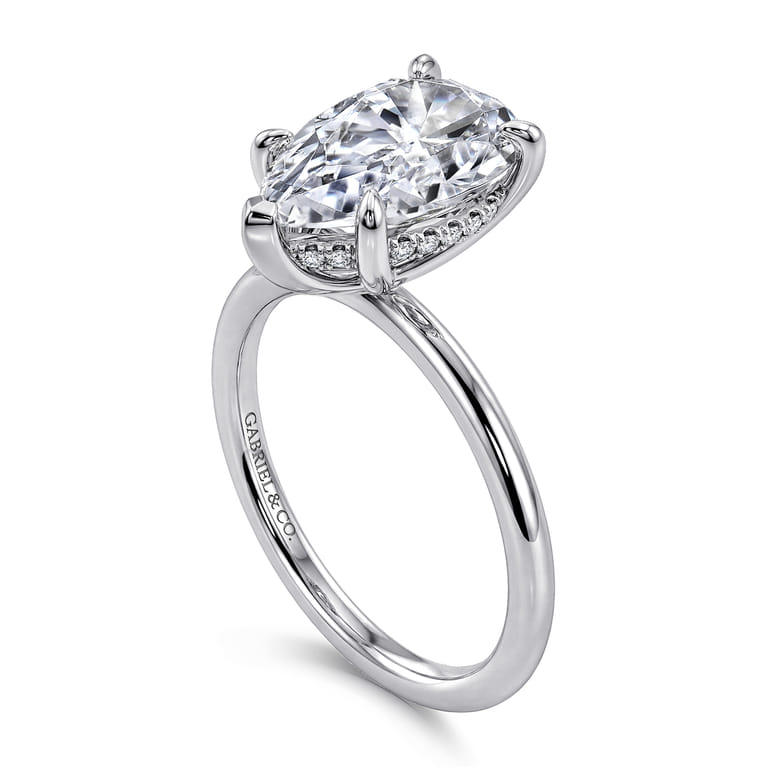 Anuk - 14K White Gold Pear Shape Diamond Engagement Ring - 0.07 ct - Shot 3