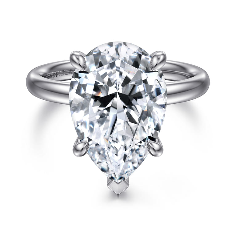 Peace - 14K Yellow Gold Pear Shape Diamond Engagement Ring - 0.08 ct - Shot 1