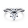 Peace - 14K White Gold Pear Shape Diamond Engagement Ring - 0.08 ct