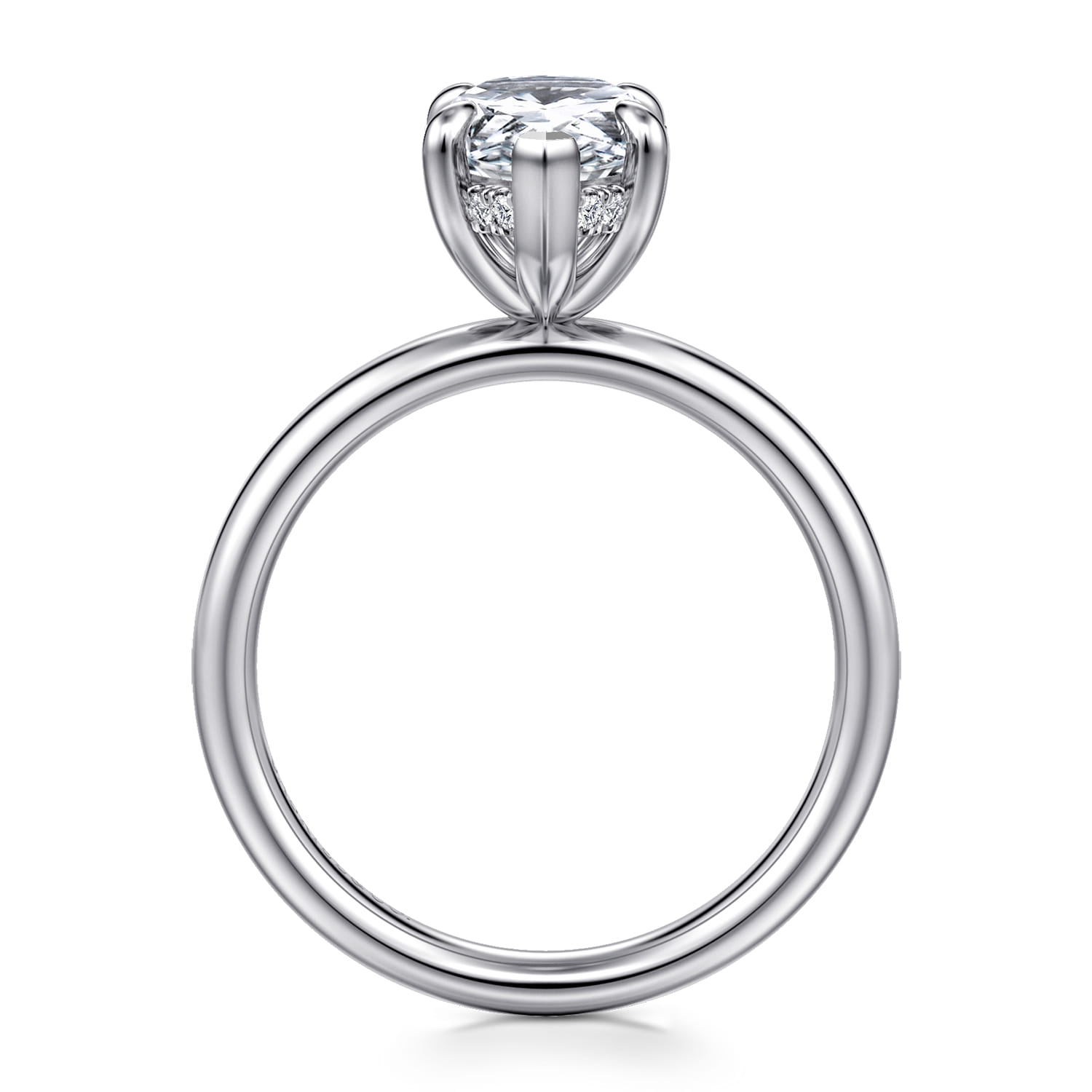 Peace - 14K White Gold Pear Shape Diamond Engagement Ring - 0.08 ct - Shot 2
