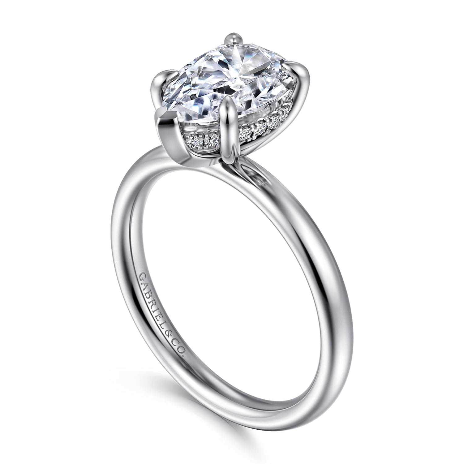 Peace - 14K White Gold Pear Shape Diamond Engagement Ring - 0.08 ct - Shot 3