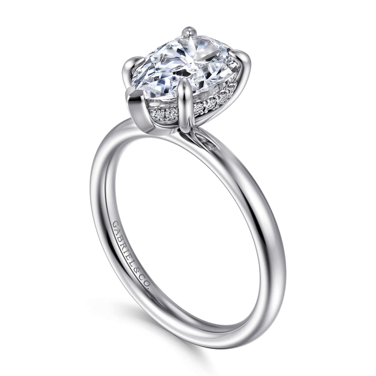 Peace - 14K White Gold Pear Shape Diamond Engagement Ring - 0.08 ct - Shot 3