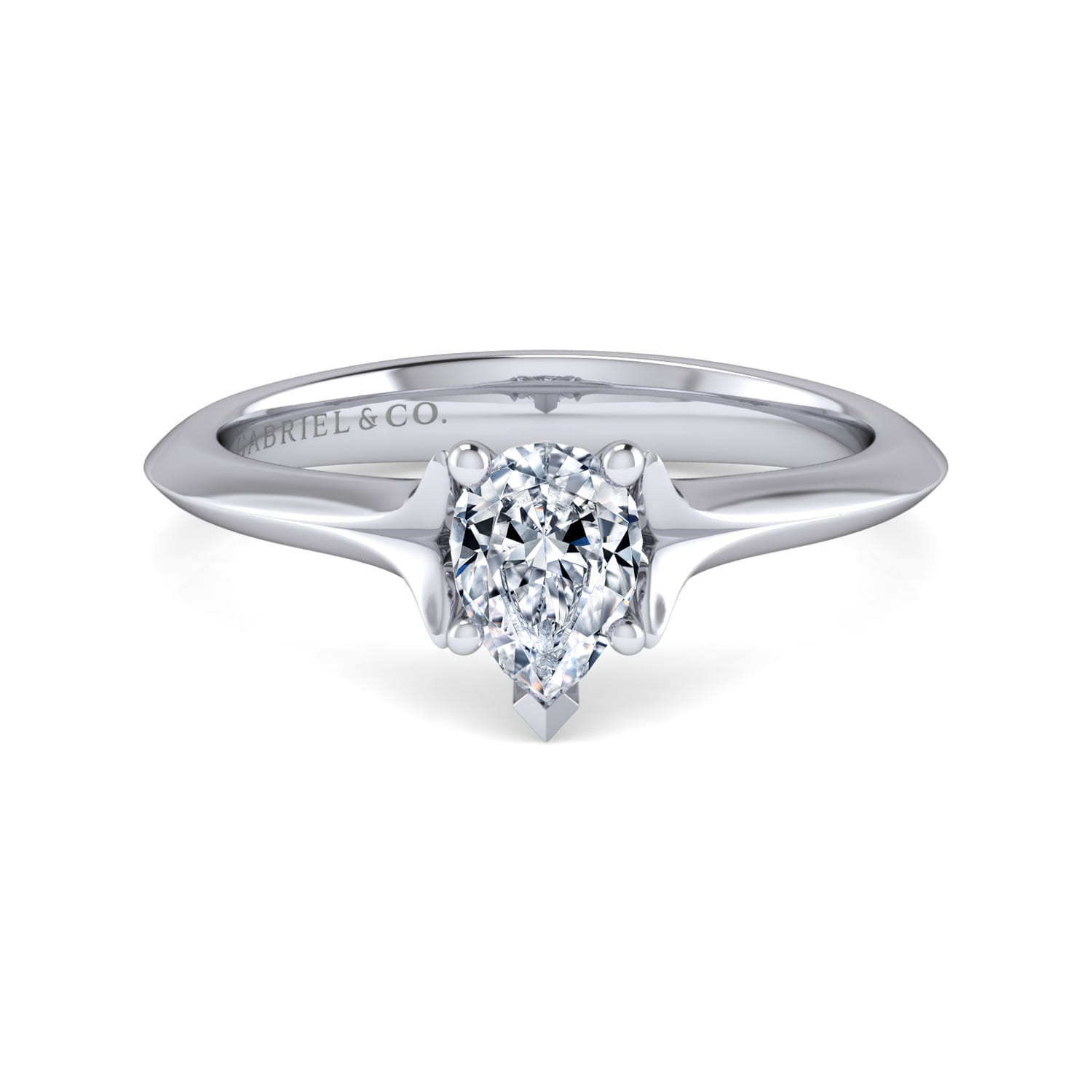 Ellis - 14K White Gold Pear Shape Diamond Engagement Ring - Shot 1
