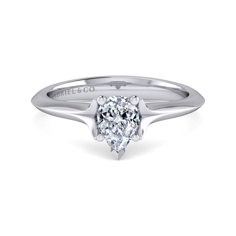 Ellis - 14K White Gold Pear Shape Diamond Engagement Ring - Shot 1