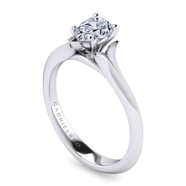 Ellis - 14K White Gold Pear Shape Diamond Engagement Ring - Shot 3