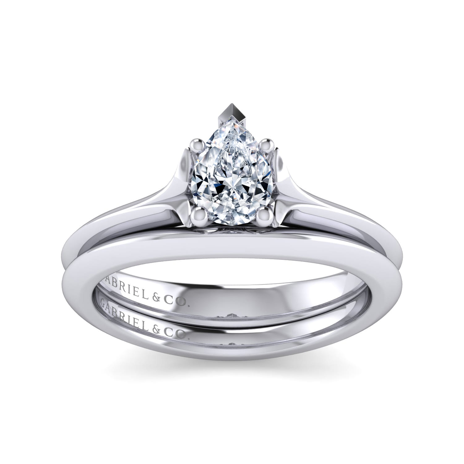 Ellis - 14K White Gold Pear Shape Diamond Engagement Ring - Shot 4