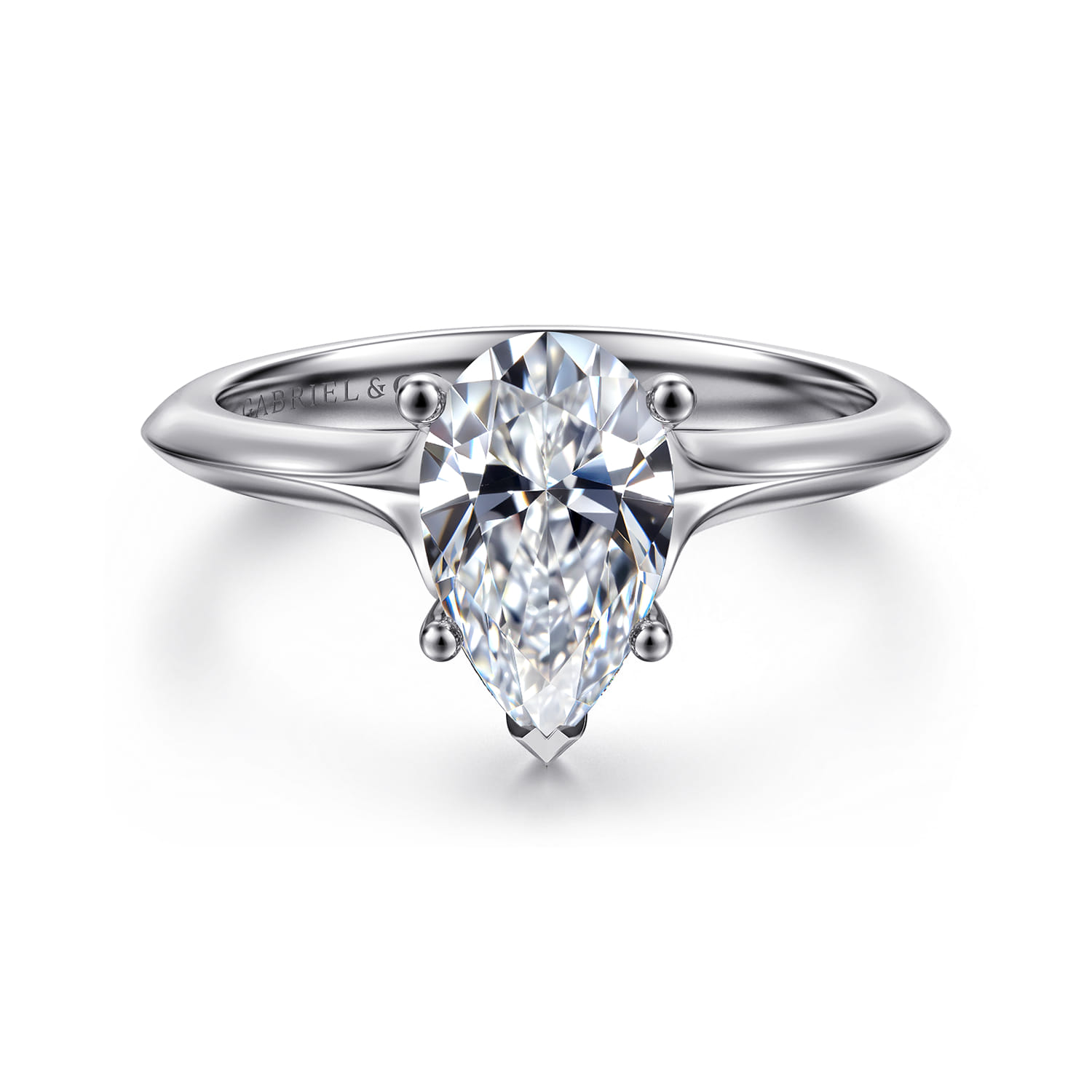 Ellis - 14K White Gold Pear Shape Diamond Engagement Ring - Shot 1