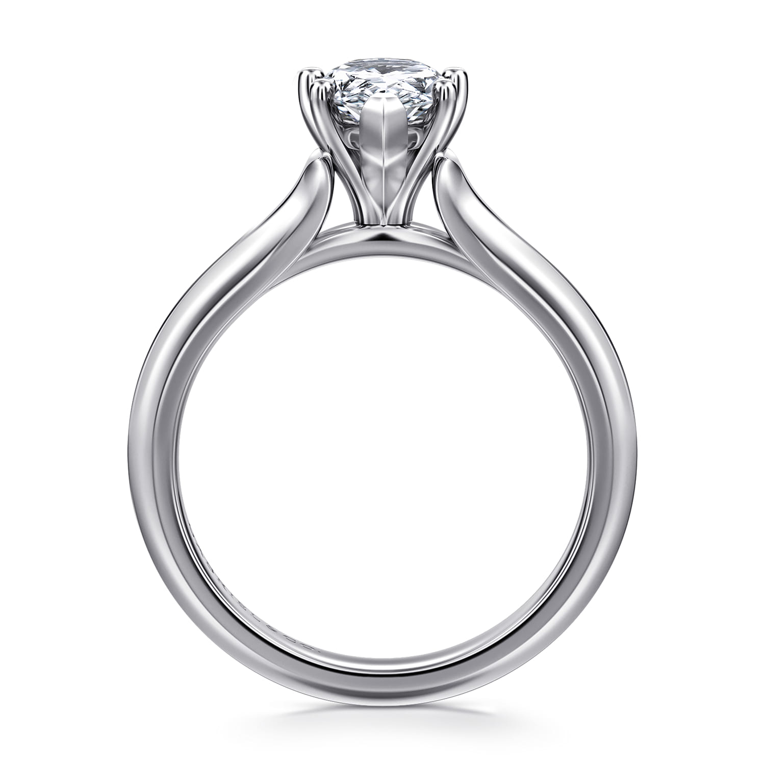 Ellis - 14K White Gold Pear Shape Diamond Engagement Ring - Shot 2