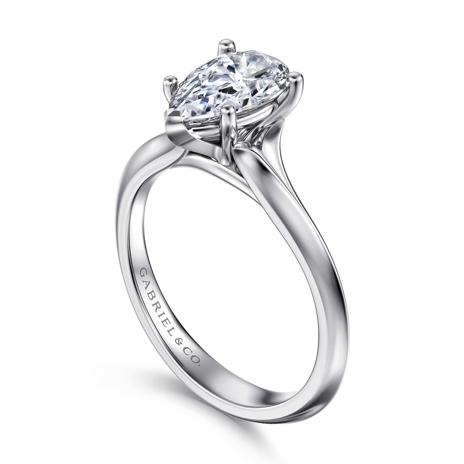 Ellis - 14K White Gold Pear Shape Diamond Engagement Ring - Shot 3