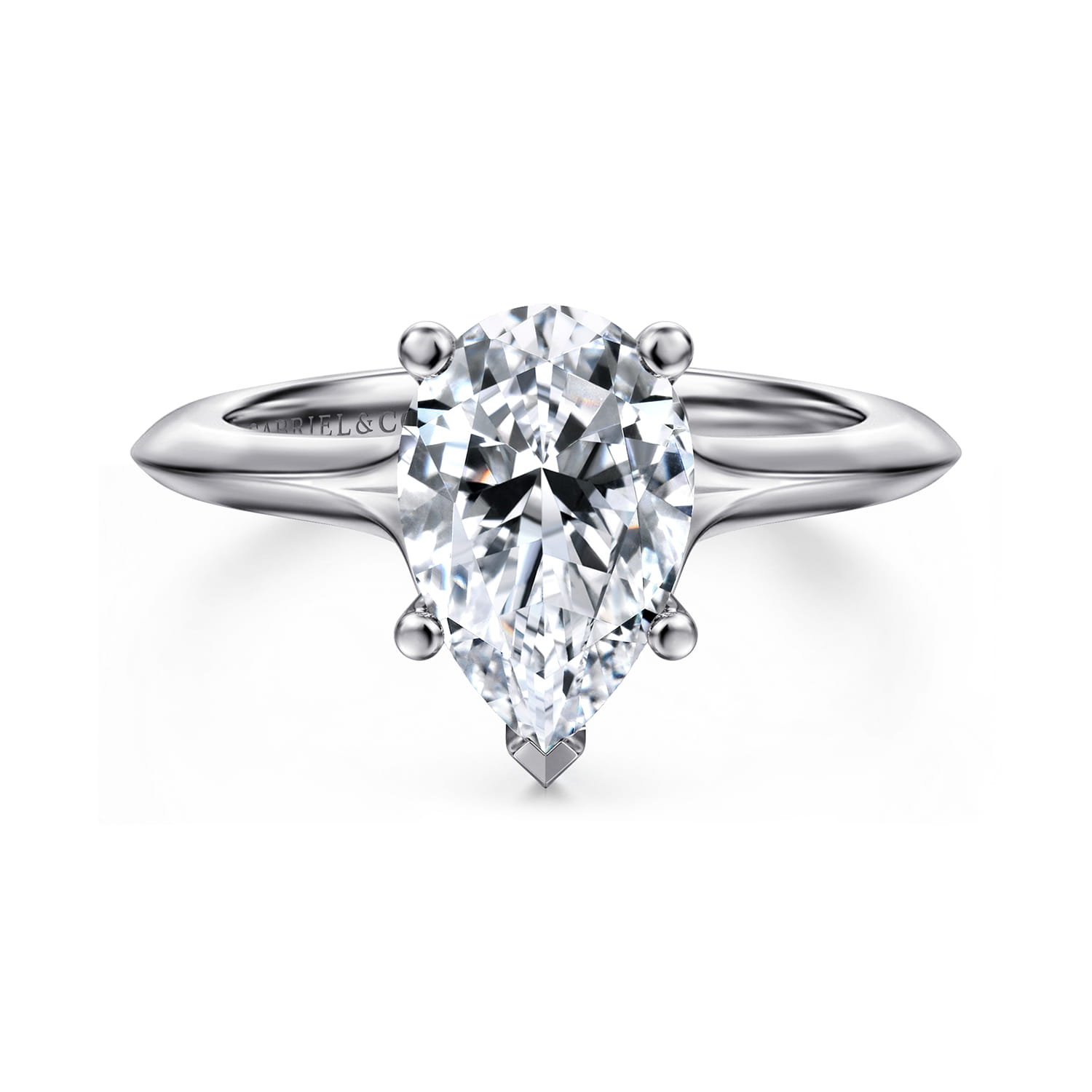 Ellis - 14K White Gold Pear Shape Diamond Engagement Ring - Shot 1