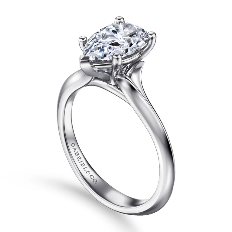 Ellis - 14K White Gold Pear Shape Diamond Engagement Ring - Shot 3