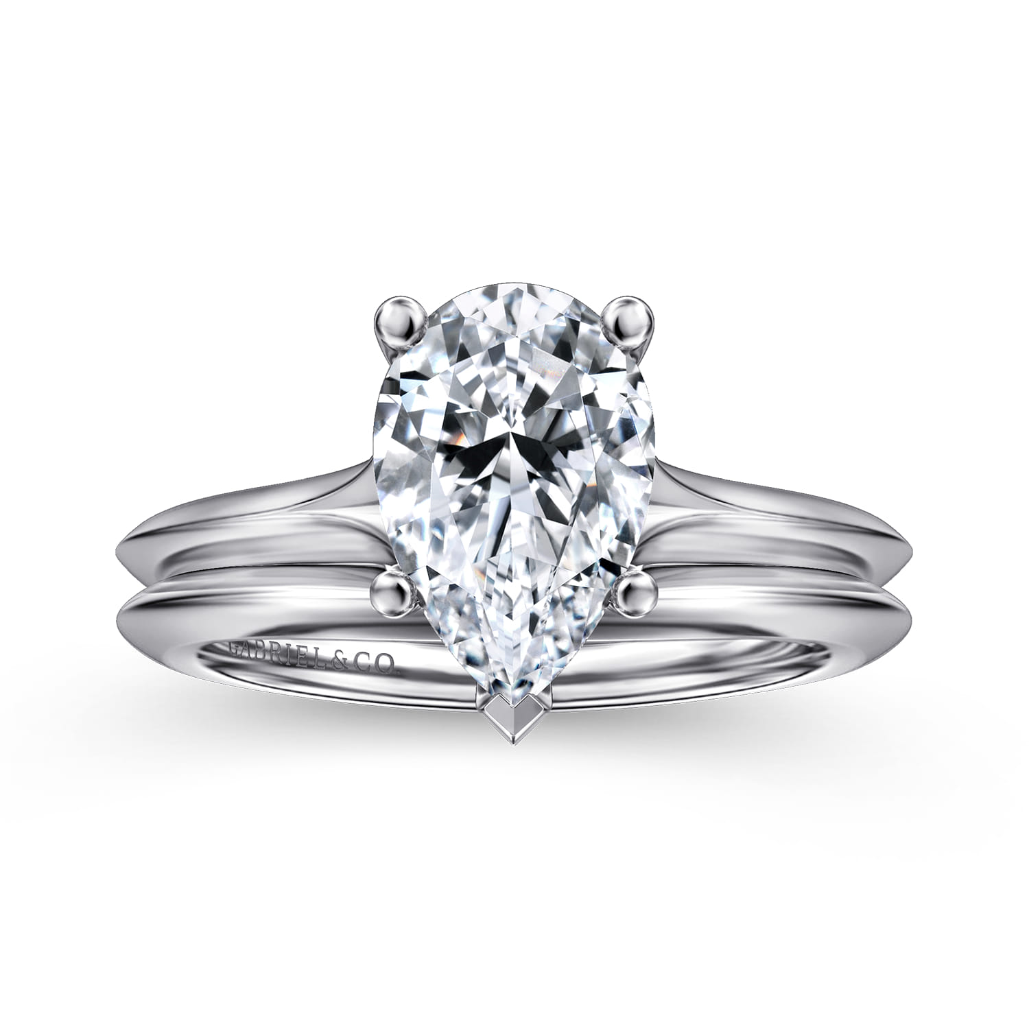 Ellis - 14K White Gold Pear Shape Diamond Engagement Ring - Shot 4
