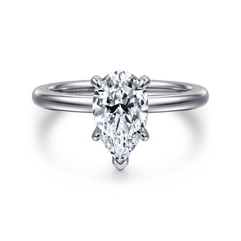 Ali - 14K White Gold Pear Shape Diamond Engagement Ring - Shot 1