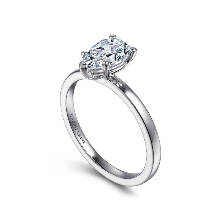 Paula - 14K White Gold Pear Shape Diamond Engagement Ring - Shot 3