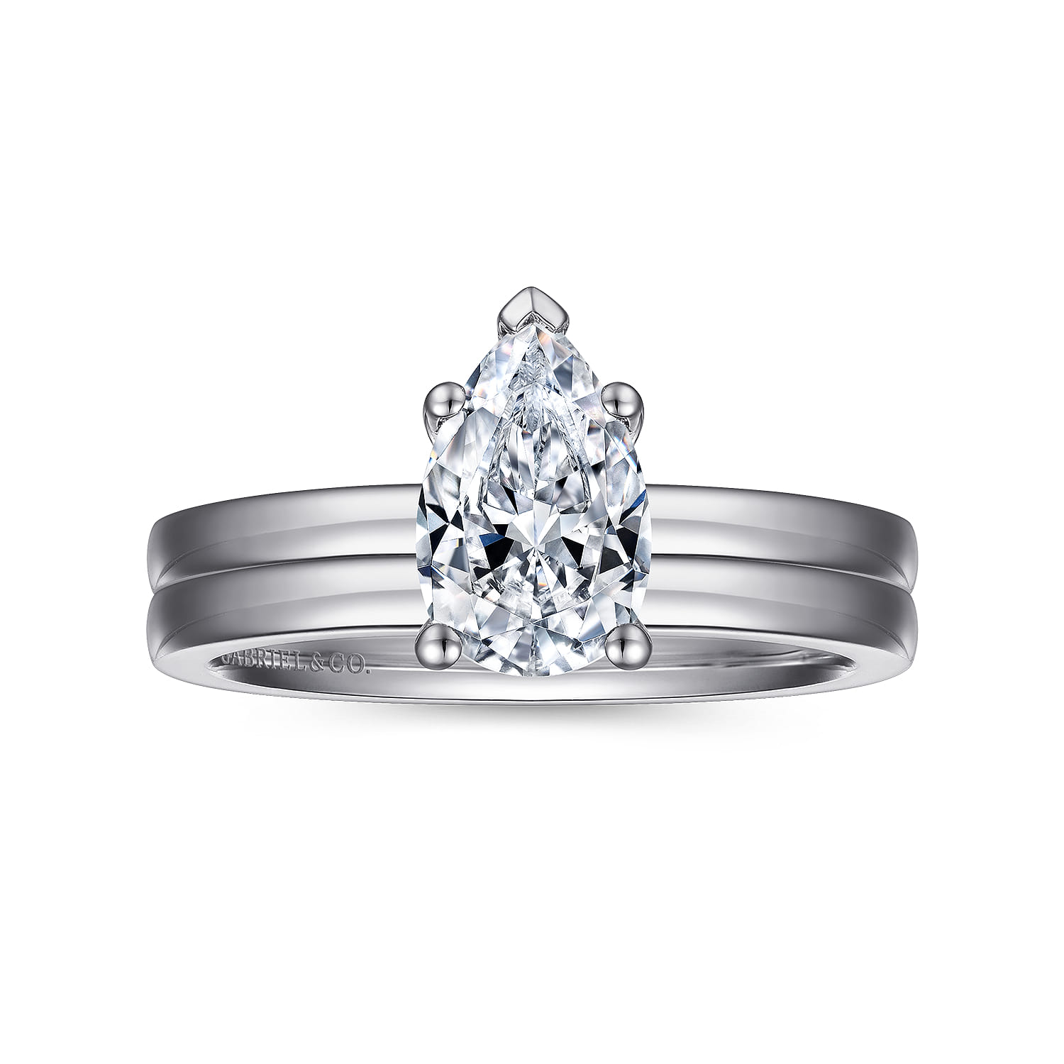 Paula - 14K White Gold Pear Shape Diamond Engagement Ring - Shot 4
